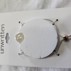 Unwritten Coin Initial Silver Plated Bolo Bracelet Letter D